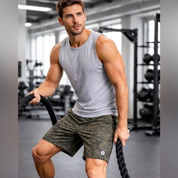 Vuori Men’s Camo Athletic Shorts Olive Green Size L Performance Lined - Picture 1 of 12